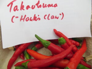 The name Takanotsume refers to the pods' talon shape, meaning Hawk's Claw in Japanese. The pods are 3-4cm long. Origin: Japan. OGL Heat Rating: 6